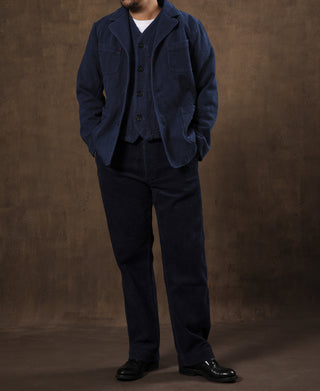 lifestyle shot of French Indigo-Dyed Sashiko Work Jacket