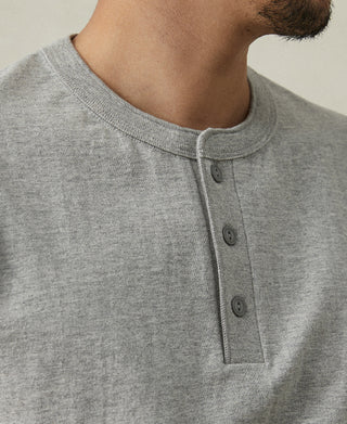 lifestyle shot of Heavyweight Cotton Tubular Short-Sleeve Henley Shirt