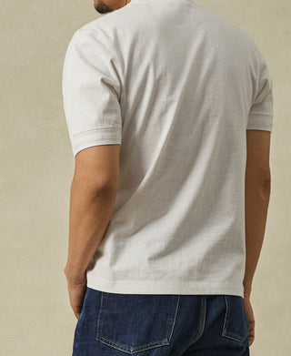 lifestyle shot of Heavyweight Cotton Tubular Short-Sleeve Henley Shirt