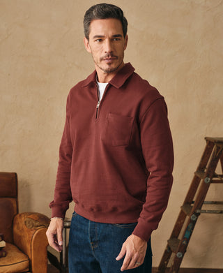 lifestyle shot of Heavyweight Quarter-Zip Collar Sweatshirt