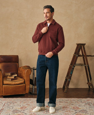 lifestyle shot of Heavyweight Quarter-Zip Collar Sweatshirt