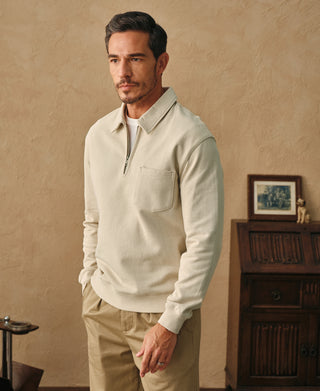 lifestyle shot of Heavyweight Quarter-Zip Collar Sweatshirt