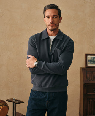 lifestyle shot of Heavyweight Quarter-Zip Collar Sweatshirt