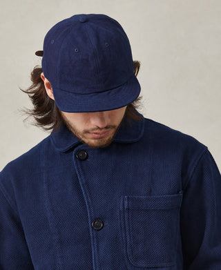 lifestyle shot of Indigo-Dyed Cotton-Linen Ball Cap