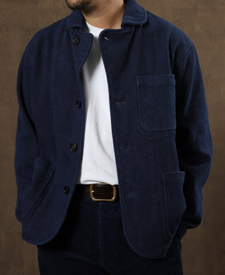 lifestyle shot of Indigo-Dyed Sashiko Work Jacket