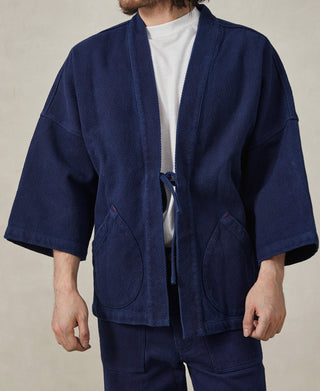 lifestyle shot of Indigo Sashiko Kendo Jacket