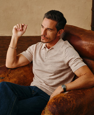 lifestyle shot of Lightweight Slub Cotton Knit Polo