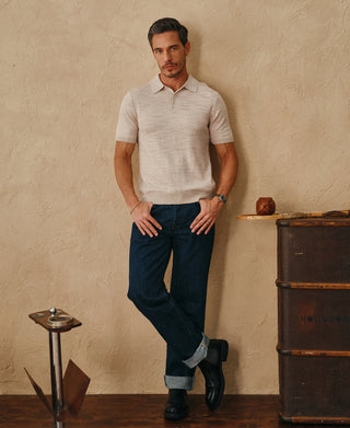 lifestyle shot of Lightweight Slub Cotton Knit Polo