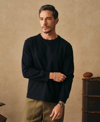 lifestyle shot of Loopwheel Long Sleeve Cotton T-Shirt