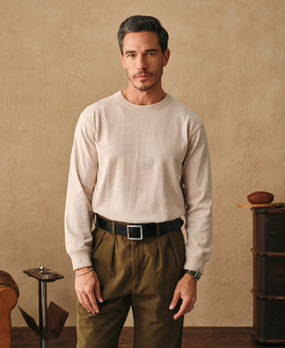 lifestyle shot of Loopwheel Long Sleeve Cotton T-Shirt