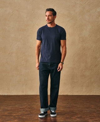 lifestyle shot of Classic Fit Loopwheel Slub Cotton Pocket T-Shirt