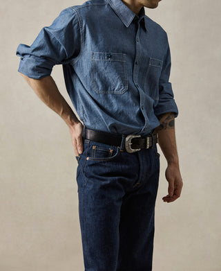 lifestyle shot of Military Chambray Workshirt