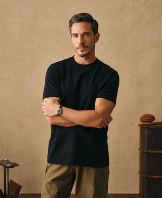 lifestyle shot of Regular Fit Heavyweight Tubular Jersey T-Shirt