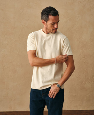 lifestyle shot of Regular Fit Heavyweight Tubular Jersey T-Shirt