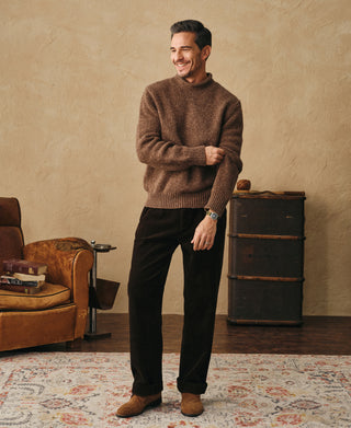 lifestyle shot of Roll Neck Pure Wool Fisherman Sweater
