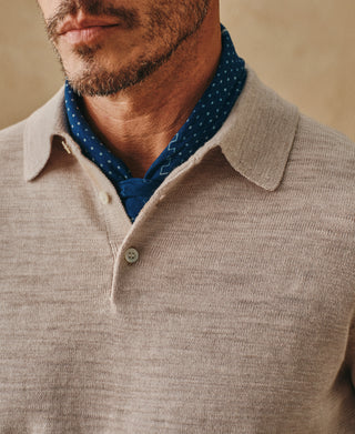 lifestyle shot of Slub Cotton Long Sleeve Knit Polo