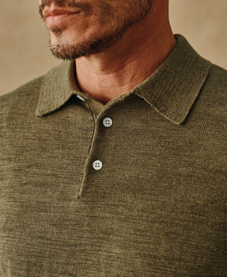 lifestyle shot of Slub Cotton Long Sleeve Knit Polo