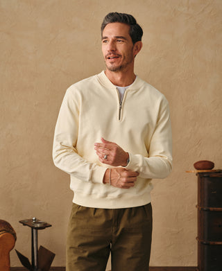 lifestyle shot of Track Quarter-Zip Baseball Sweatshirt