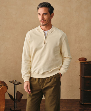 lifestyle shot of Track Quarter-Zip Baseball Sweatshirt