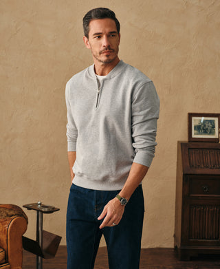 lifestyle shot of Track Quarter-Zip Baseball Sweatshirt