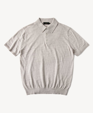 Lightweight Slub Cotton Knit Polo in Oatmeal