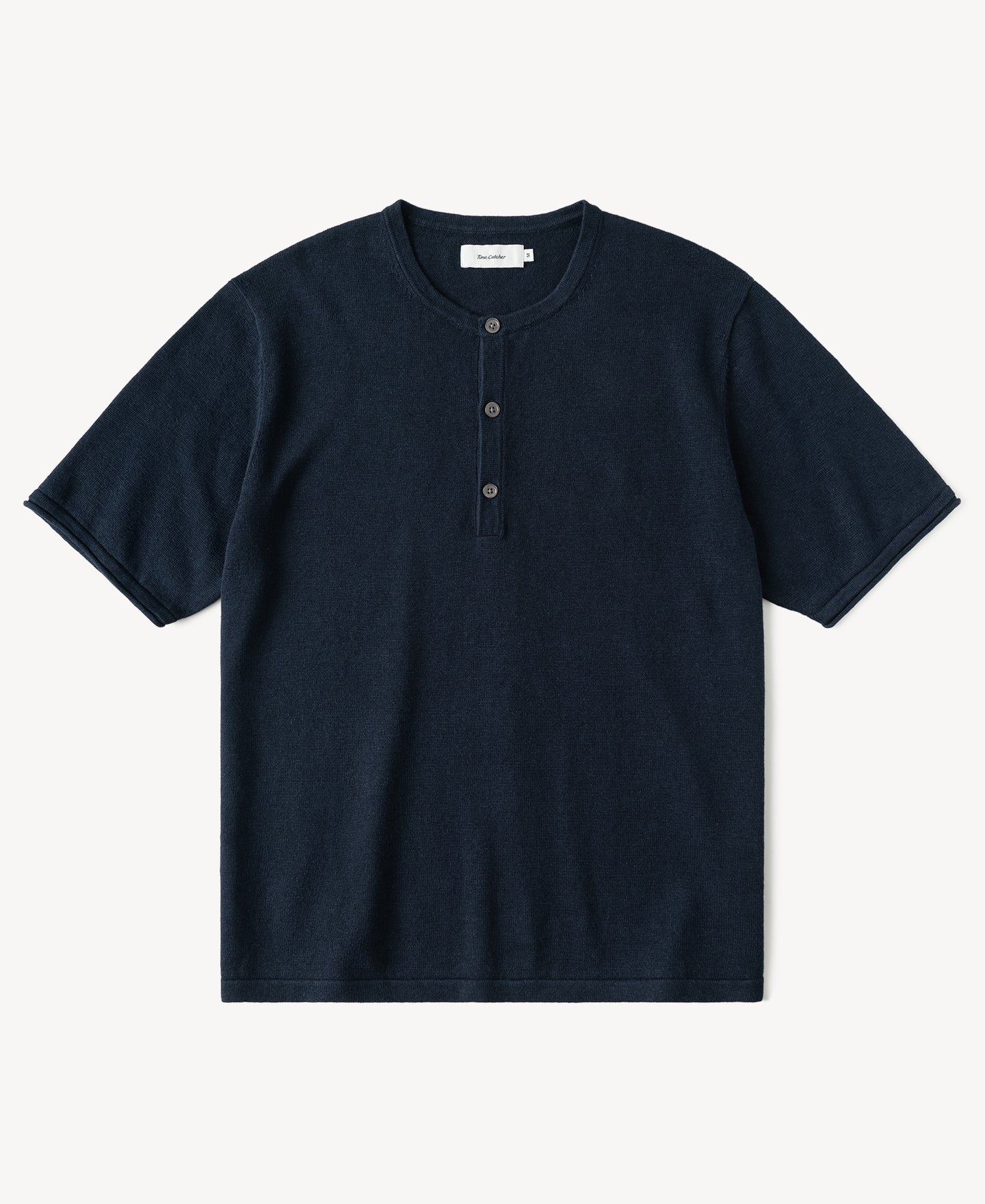 Linen Cotton Blend Knit Henley T-Shirt