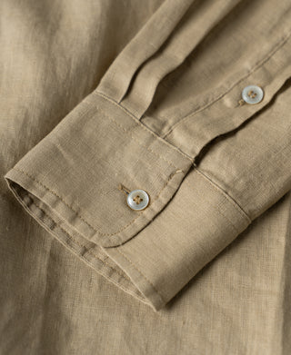long sleeve cuff of 1950s Italian Collar Linen Shirt