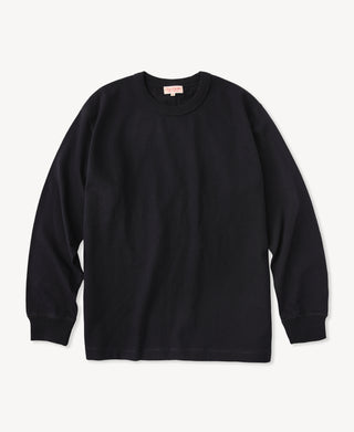 Loopwheel Long Sleeve Cotton T-Shirt in Black