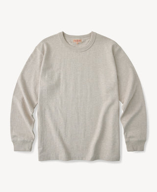 Loopwheel Long Sleeve Cotton T-Shirt in Oatmeal