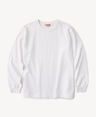 Loopwheel Long Sleeve Cotton T-Shirt in White