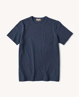 Classic Fit Loopwheel Slub Cotton Pocket T-Shirt in Navy