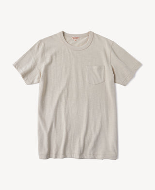 Classic Fit Loopwheel Slub Cotton Pocket T-Shirt in Oatmeal