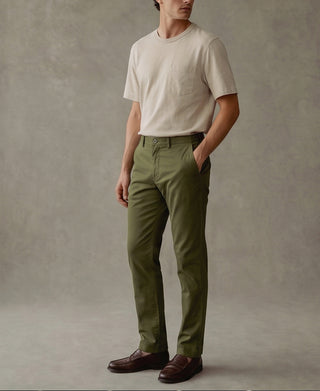 Casual Stretch Cotton-Blend Tapered Pants