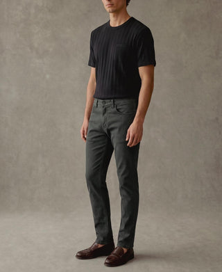 Men's heavyweight ribbed cotton T-shirt in vintage black, crew neck style with rib texture.