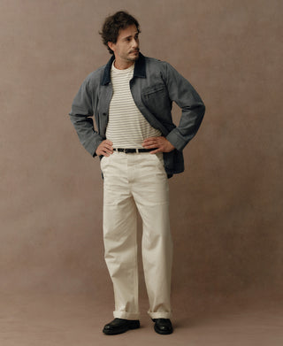Gray-blue canvas jacket open collar with button closure
