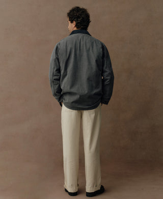 Gray-blue canvas jacket back view