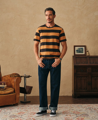 Slub Cotton Wide Striped T-Shirt