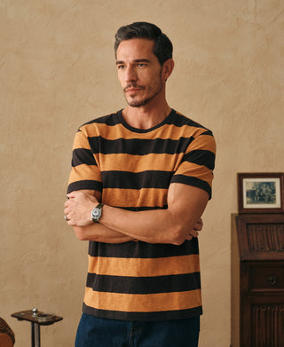 Slub Cotton Wide Striped T-Shirt