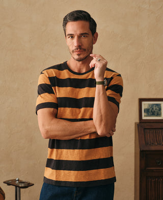 Slub Cotton Wide Striped T-Shirt
