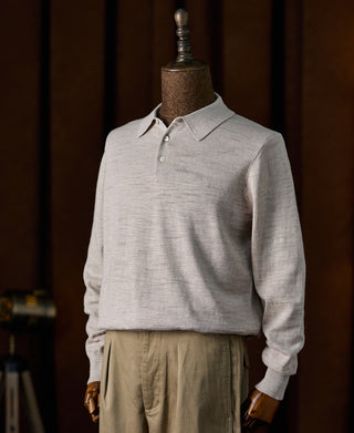 mannequin shot of Slub Cotton Long Sleeve Knit Polo