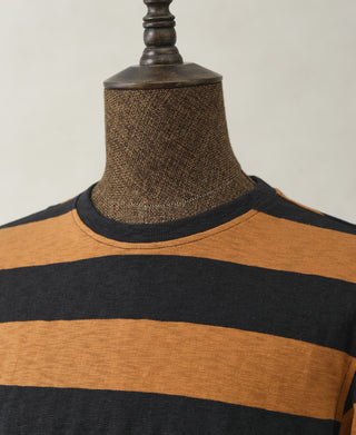mannequin shot of Slub Cotton Wide Striped Long-Sleeve T-Shirt