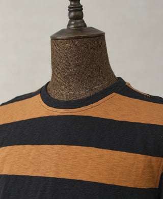 mannequin shot of Slub Cotton Wide Striped T-Shirt