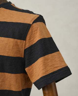 mannequin shot of Slub Cotton Wide Striped T-Shirt