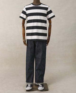 mannequin shot of Slub Cotton Wide Striped T-Shirt