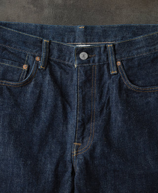 mid-rise of 1954 Zip-Fly Tapered Selvedge Denim Jeans