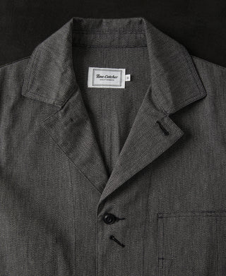 notch lapel of Black Chambray Work Jacket