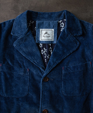 notch lapel of French Indigo-Dyed Corduroy Work Jacket
