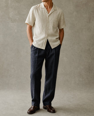 overview of 1940s Double-Pleated Pure Hemp Pants in Black