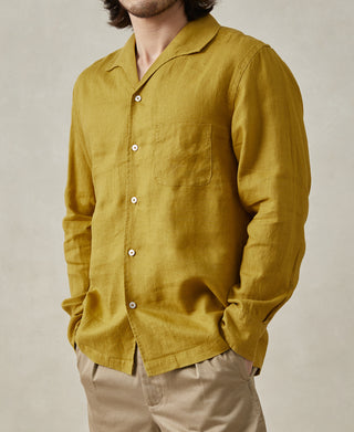 overview of 1950s Italian Collar Linen Shirt