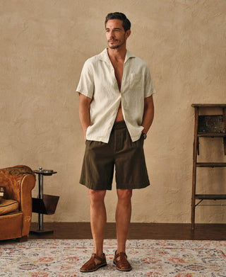 overview of 1950s Italian Collar Linen Short Sleeve Shirt